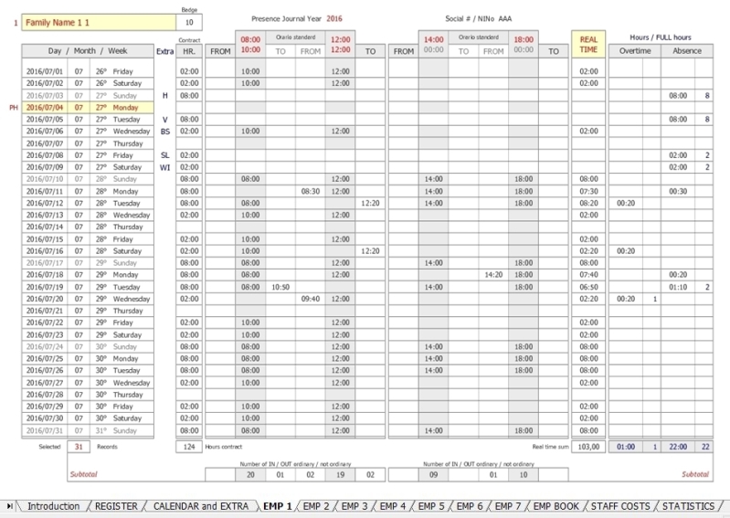 Windows 7 Employee Work Schedule 3.6 full