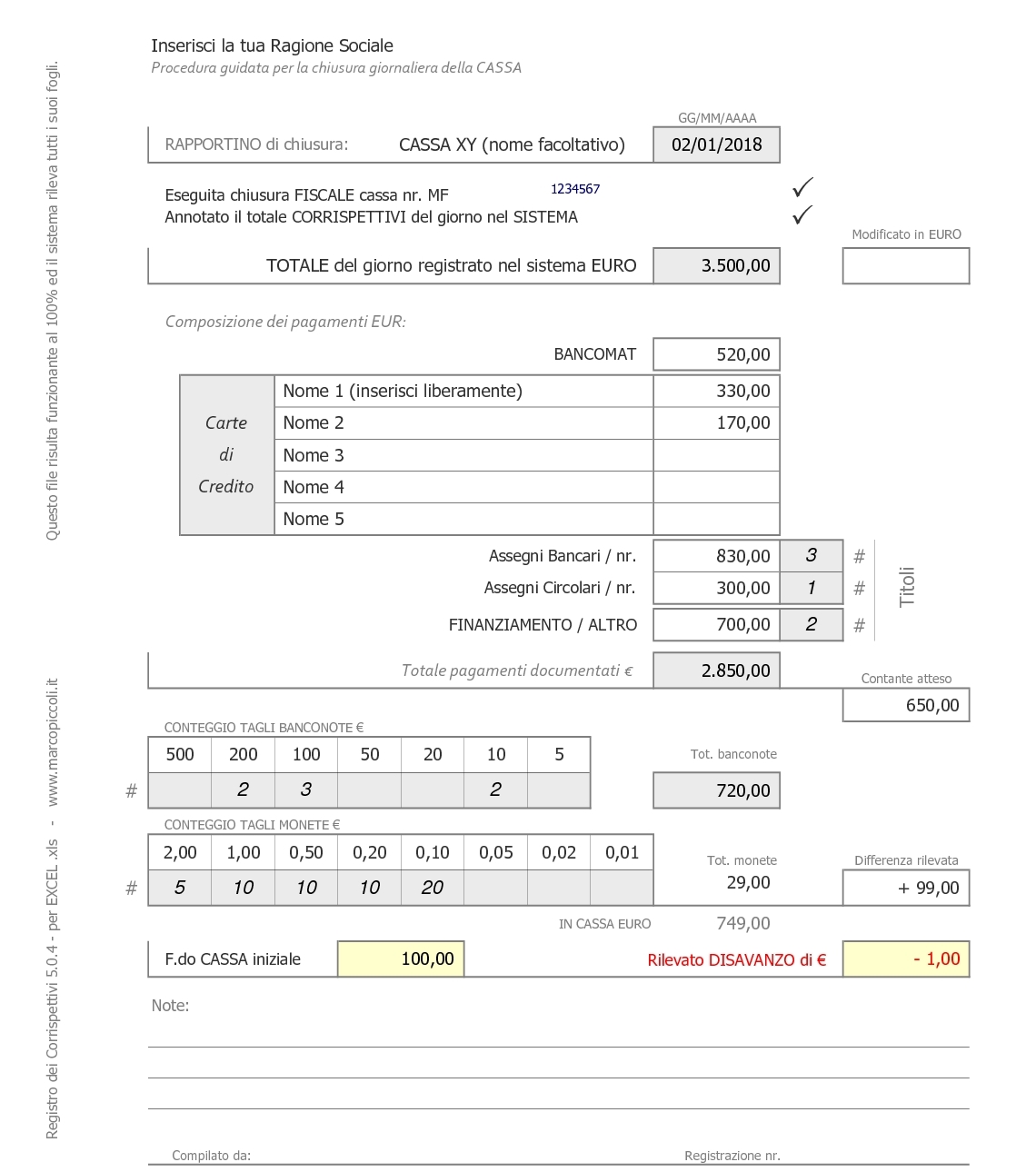 Registro dei Corrispettivi - 5.0 CASSA1