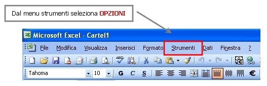 Menu strumenti